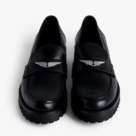 NWT Zadig & Voltaire Joe Cassin Semy-Shiney Calfskin Loafer in Black size 39 - Picture 1 of 12